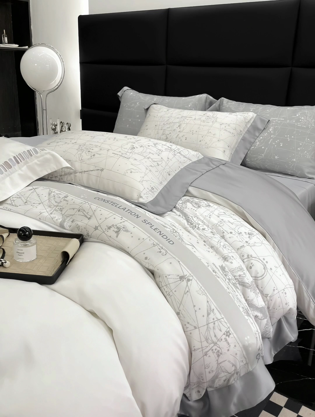 91家纺网 家纺一手货源 找家纺 若未家居2025新款50支兰精天丝轻奢风数码印花套件 狮子座 狮子座 贵族白