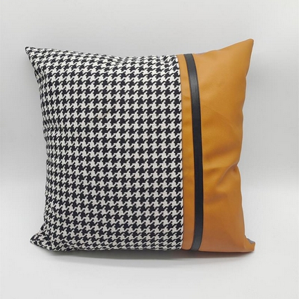 91家纺网 家纺一手货源 找家纺 （总）澜屿 24款轻奢千鸟格拼接皮面小抱枕头枕芯腰靠枕