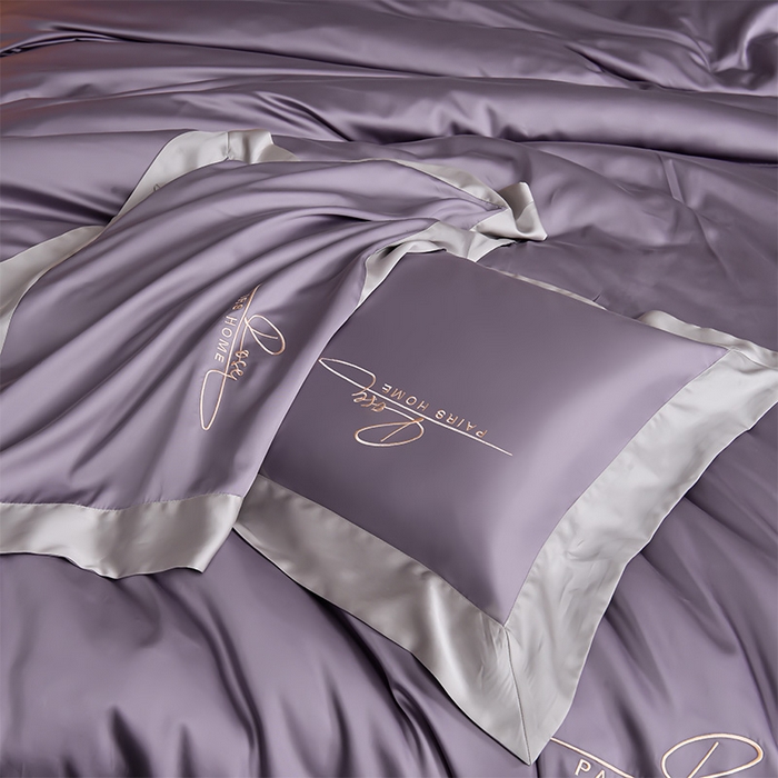 91家纺网 家纺一手货源 找家纺 瑞驰家纺2024新款60兰精天丝四件套-罗莎琳系列（风格二） 山岚紫