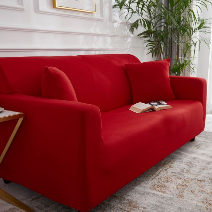 91家纺网 家纺一手货源 找家纺  沐沐家纺 2026新款四季纯色沙发套 大红