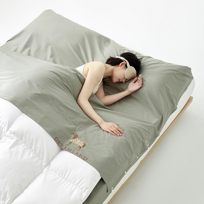 91家纺网 家纺一手货源 找家纺 千朵森 2024新款A类长绒棉刺绣睡袋 漾-烟灰绿