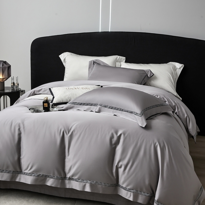 91家纺网 家纺一手货源 找家纺 榻尚家居 2024新款天丝棉镂空四件套 曼秋 灰