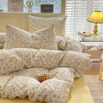 91家纺网 家纺一手货源 找家纺 （总）山舍2024新款母婴级全棉双层纱印花四件套