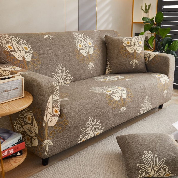 91家纺网 家纺一手货源 找家纺 沐沐2026新款四季印花沙发套  凤凰花驼色