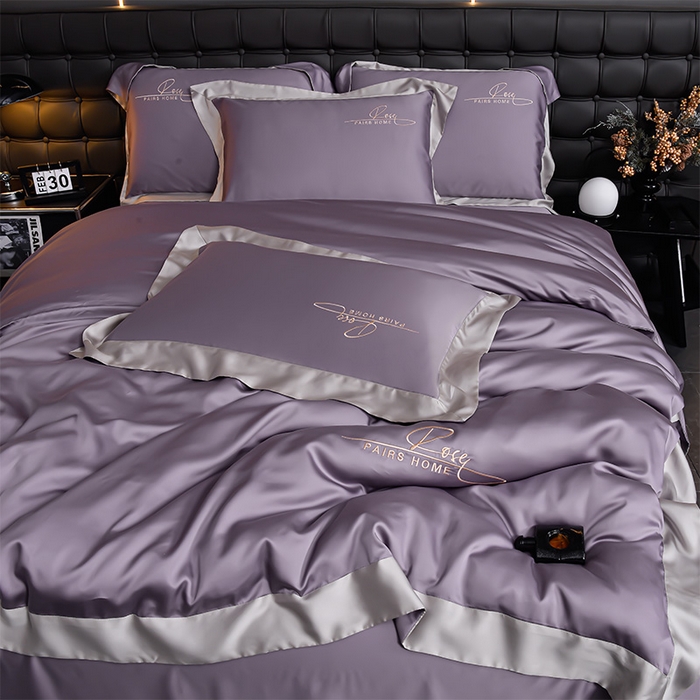 91家纺网 家纺一手货源 找家纺 瑞驰家纺2024新款60兰精天丝四件套-罗莎琳系列（风格二） 山岚紫