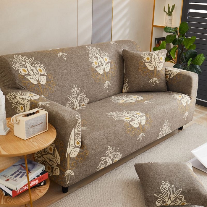 91家纺网 家纺一手货源 找家纺 沐沐2026新款四季印花沙发套  凤凰花驼色