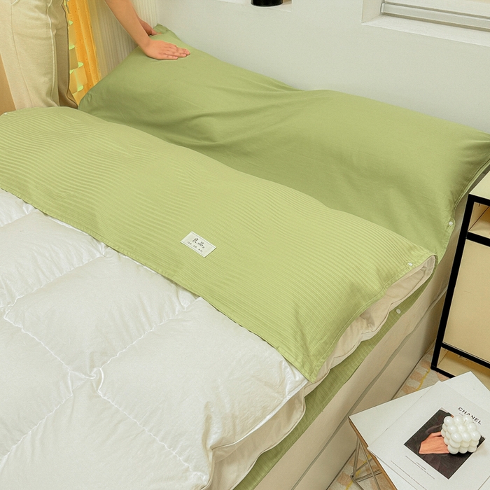 91家纺网 家纺一手货源 找家纺 眠博士 2024新款60贡缎提花 旅行睡袋场景一暖光 睡袋-提花豆绿