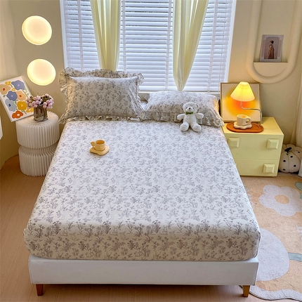 91家纺网 家纺一手货源 找家纺 （总）宝齐莱2024新款全棉13372韩版印花四件套单品系列-单床笠