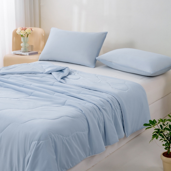 91家纺网 家纺一手货源 找家纺 好梦来家纺（原锦茂家纺） 2025新款A类凉感丝夏凉被冰淇淋夏被凉感丝夏被大豆空调被西瓜被 蓝色