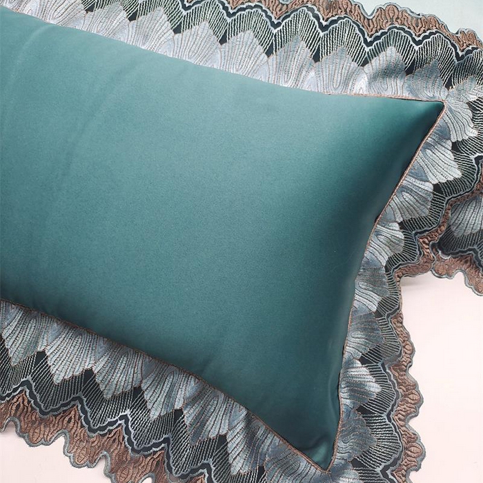 91家纺网 家纺一手货源 找家纺 澜屿 24款高精密蕾丝宽边小抱枕头枕芯腰靠枕 深绿