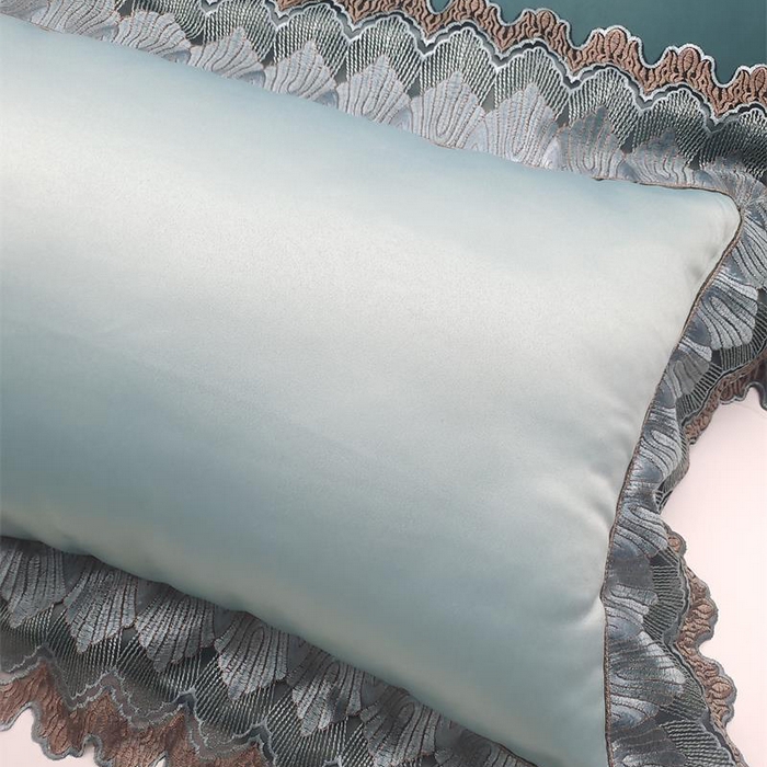 91家纺网 家纺一手货源 找家纺 澜屿 24款高精密蕾丝宽边小抱枕头枕芯腰靠枕 浅绿