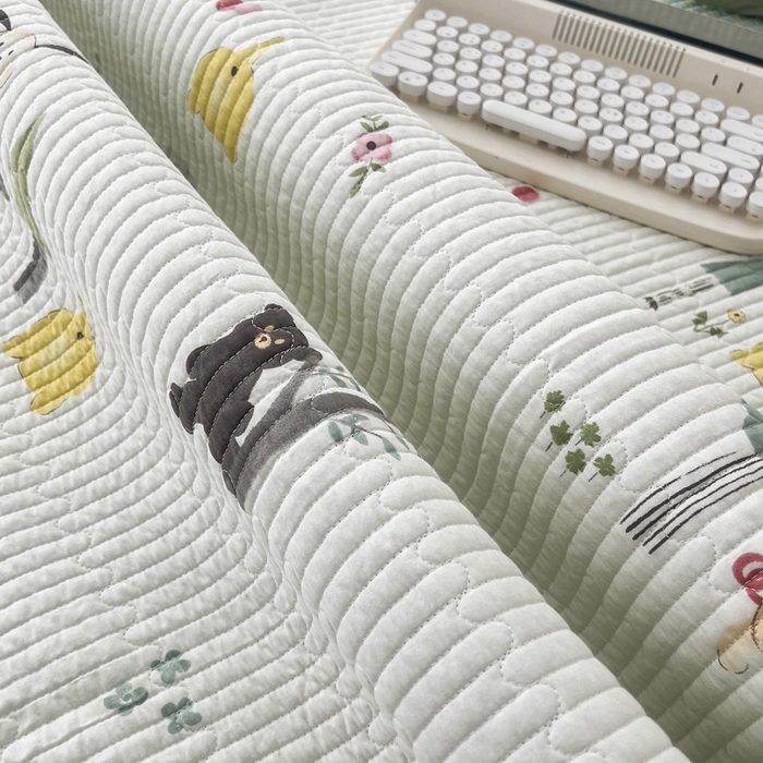 91家纺网 家纺一手货源 找家纺 茉夕家纺 2024新款数码双面纯棉水洗床盖 秘森茶话会