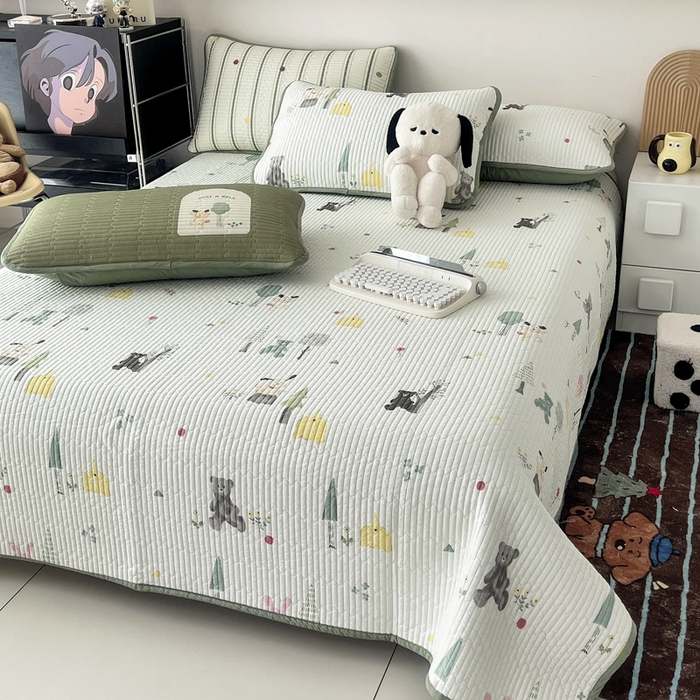 91家纺网 家纺一手货源 找家纺 茉夕家纺 2024新款数码双面纯棉水洗床盖 秘森茶话会