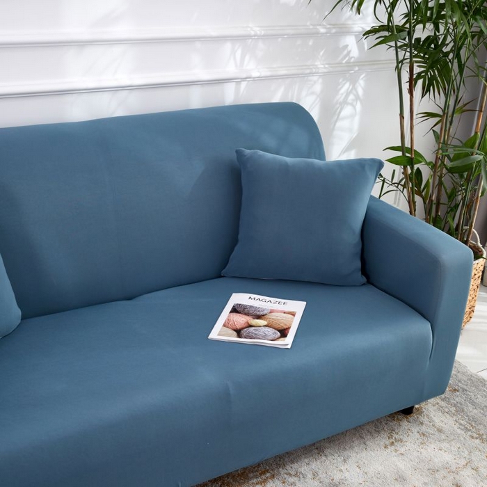 91家纺网 家纺一手货源 找家纺  沐沐家纺 2026新款四季纯色沙发套 孔雀蓝