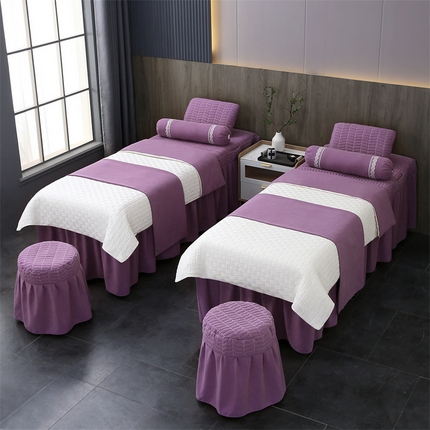 依靠家纺 2024新款针织提花美 容床罩 紫色