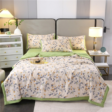 91家纺网 家纺一手货源 找家纺 （总）前程（水洗棉麻夏被四件套）棉麻双层纱大豆夏被夏凉被直播爆款