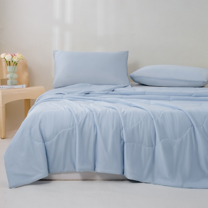 91家纺网 家纺一手货源 找家纺 好梦来家纺（原锦茂家纺） 2025新款A类凉感丝夏凉被冰淇淋夏被凉感丝夏被大豆空调被西瓜被 蓝色