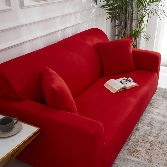 91家纺网 家纺一手货源 找家纺  沐沐家纺 2026新款四季纯色沙发套 大红