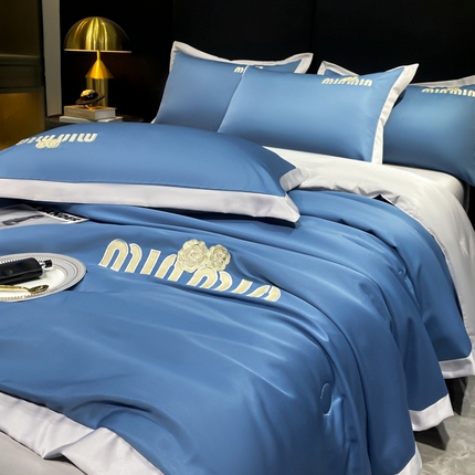 91家纺网 家纺一手货源 找家纺 （总）索飞特 2024新款水洗冰丝夏被四件套-罗兰