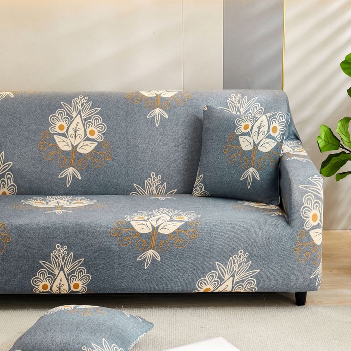 91家纺网 家纺一手货源 找家纺 沐沐2026新款四季印花沙发套  凤凰花灰色