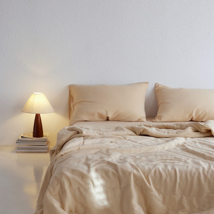 91家纺网 家纺一手货源 找家纺 安莱生活 2024新款绉纱夏被及夏被四件套 绉纱夏被-曲奇