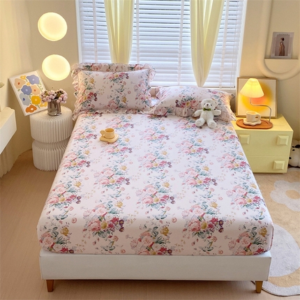 91家纺网 家纺一手货源 找家纺 （总）宝齐莱2024新款全棉13372韩版印花四件套单品系列-单床笠