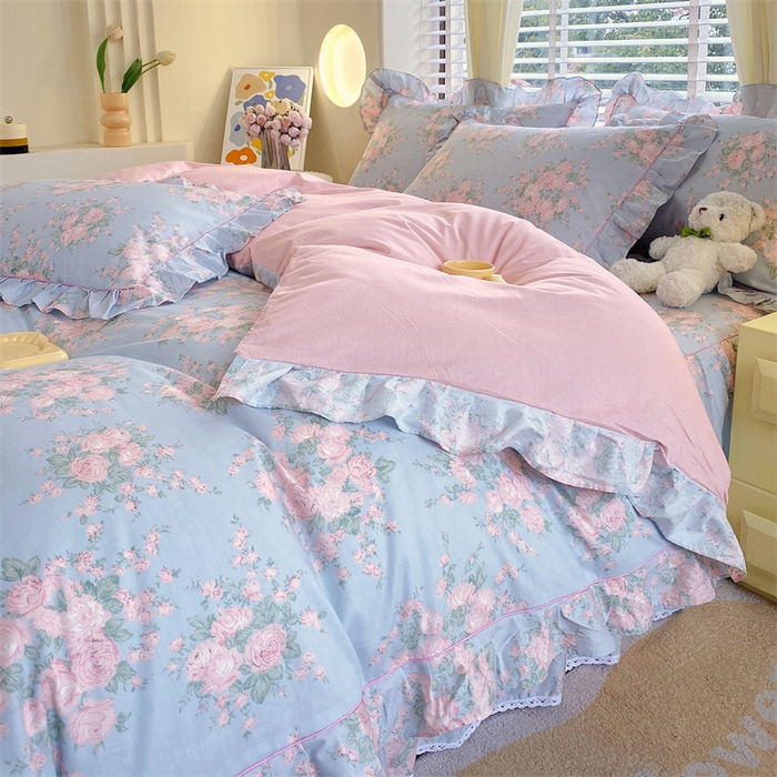 91家纺网 家纺一手货源 找家纺 宝齐莱2024新款全棉13372韩版印花四件套单品系列-单被套 初享-紫