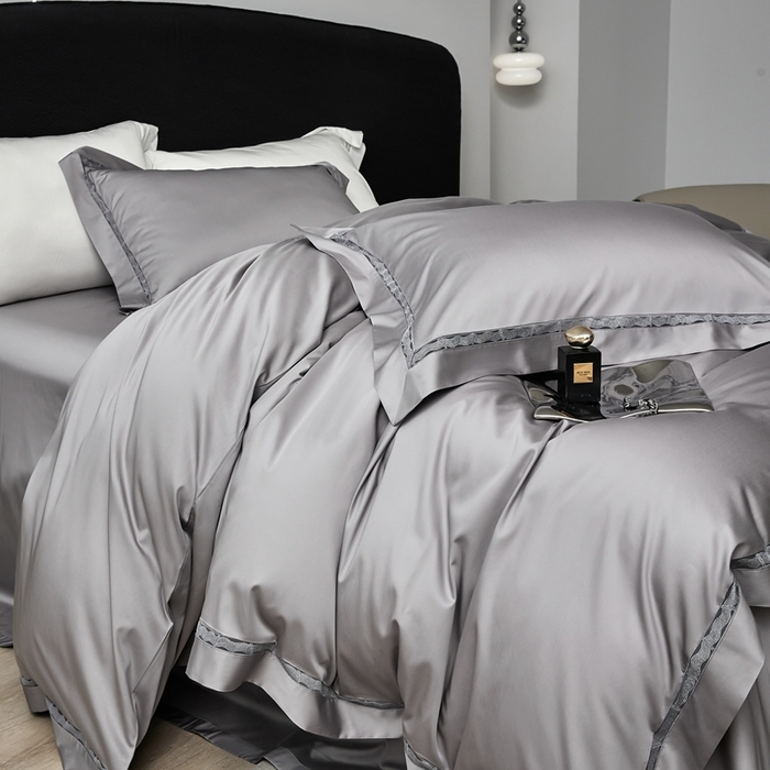 91家纺网 家纺一手货源 找家纺 榻尚家居 2024新款天丝棉镂空四件套 曼秋 灰