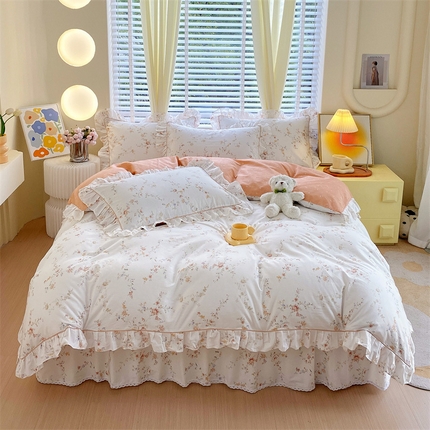 91家纺网 家纺一手货源 找家纺 （总）宝齐莱2024新款全棉13372韩版印花四件套 