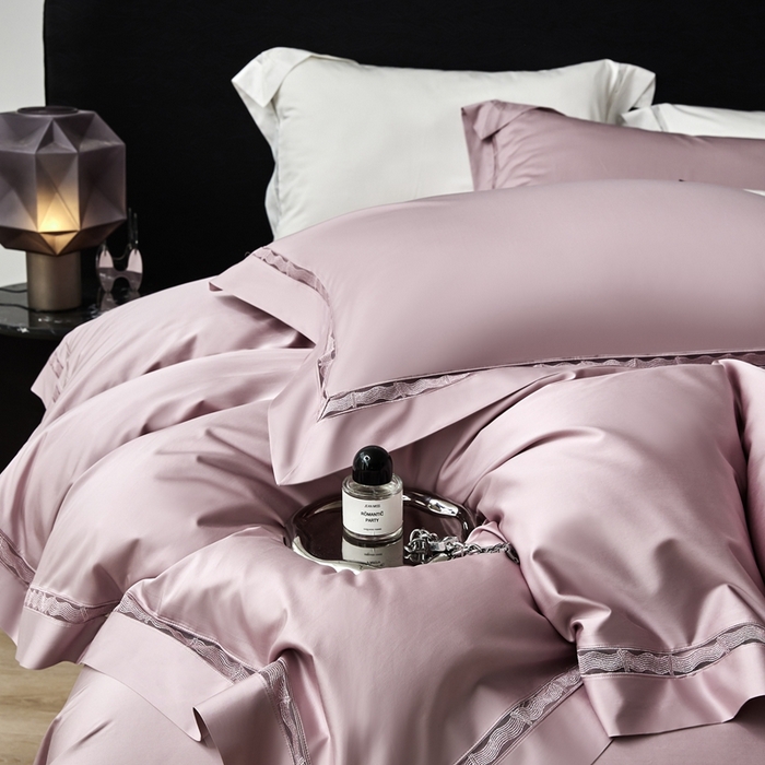 91家纺网 家纺一手货源 找家纺 榻尚家居 2024新款天丝棉镂空四件套 曼秋 豆沙