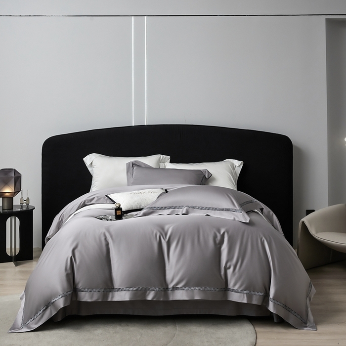 91家纺网 家纺一手货源 找家纺 榻尚家居 2024新款天丝棉镂空四件套 曼秋 灰