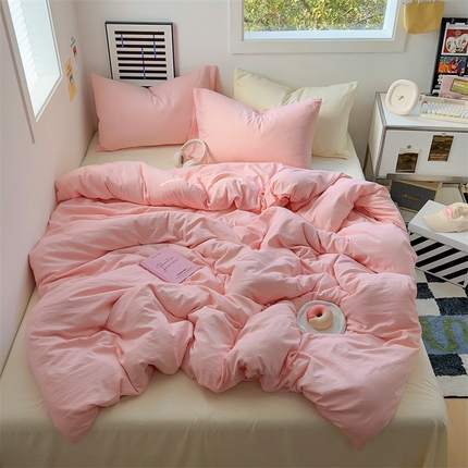 91家纺网 家纺一手货源 找家纺 阿曼达 2024新款ins博主风ins奶油风简约轻奢混搭水洗m四件套 混搭水洗-樱花奶油