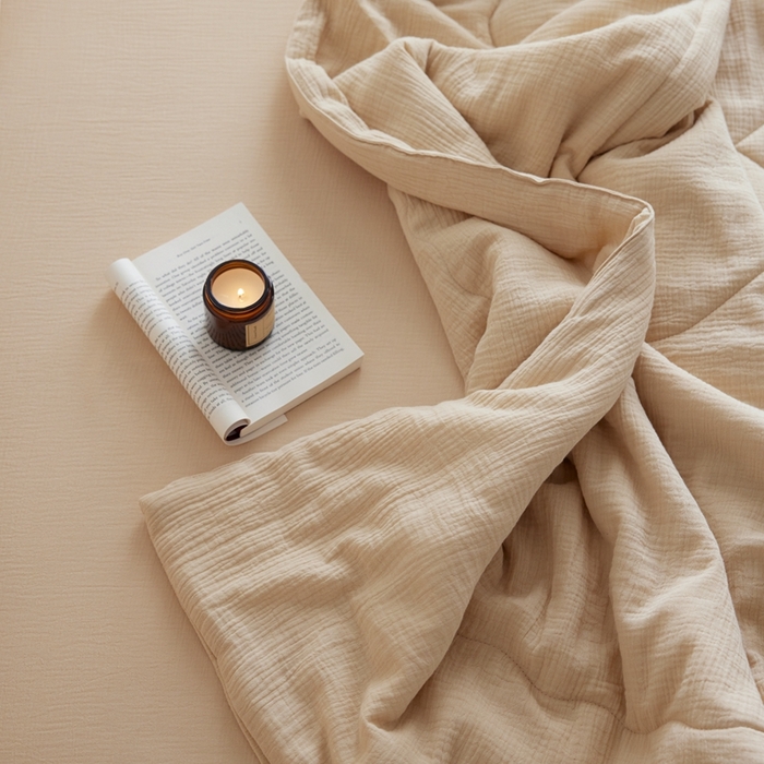 91家纺网 家纺一手货源 找家纺 安莱生活 2024新款绉纱夏被及夏被四件套 绉纱夏被-曲奇