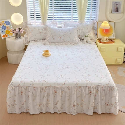 91家纺网 家纺一手货源 找家纺 宝齐莱2024新款全棉13372韩版印花四件套单品系列-单床裙 花容