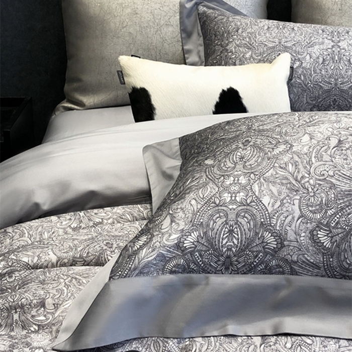 91家纺网 家纺一手货源 找家纺 涞澳 新款80支天丝棉四件套 沙棠-灰