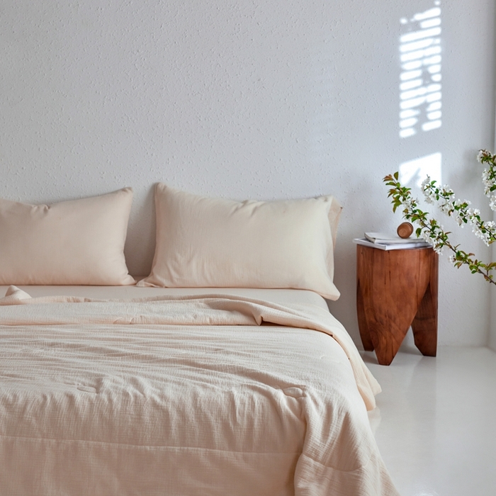 91家纺网 家纺一手货源 找家纺 安莱生活 2024新款绉纱夏被及夏被四件套 绉纱夏被-芝士