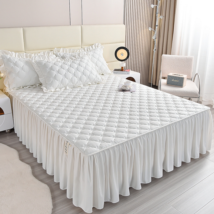 91家纺网 家纺一手货源 找家纺 床笠人家 2025新款亲肤磨毛夹棉床裙 公主白