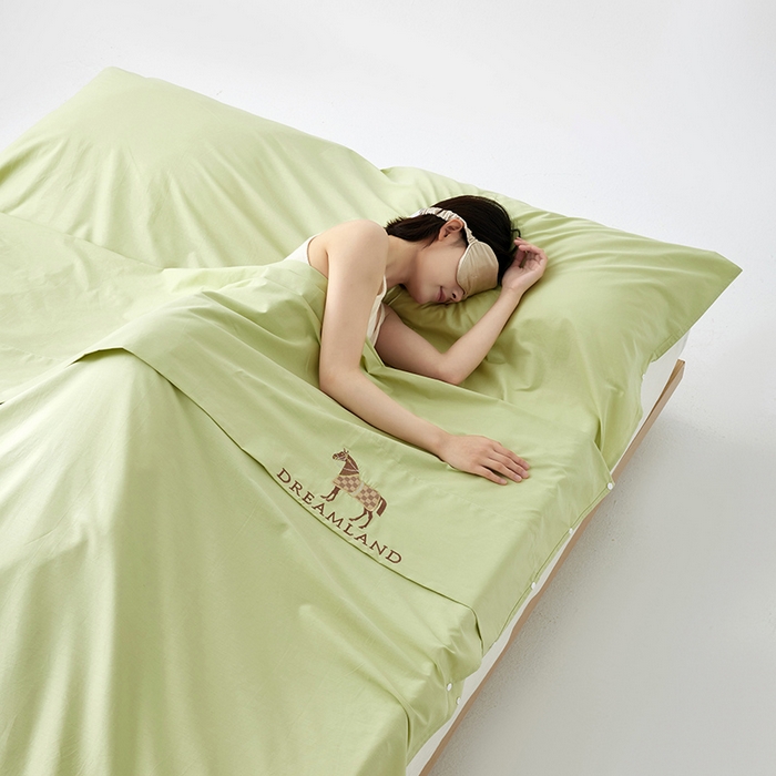 91家纺网 家纺一手货源 找家纺 千朵森 2024新款A类长绒棉刺绣睡袋 漾-莺茶绿