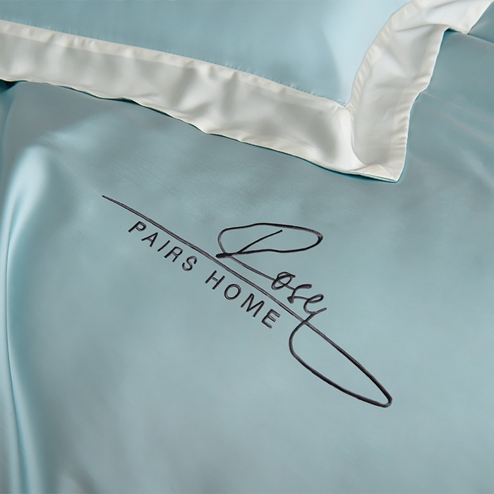 91家纺网 家纺一手货源 找家纺 瑞驰家纺2024新款60兰精天丝四件套-罗莎琳系列（风格二） 天水蓝