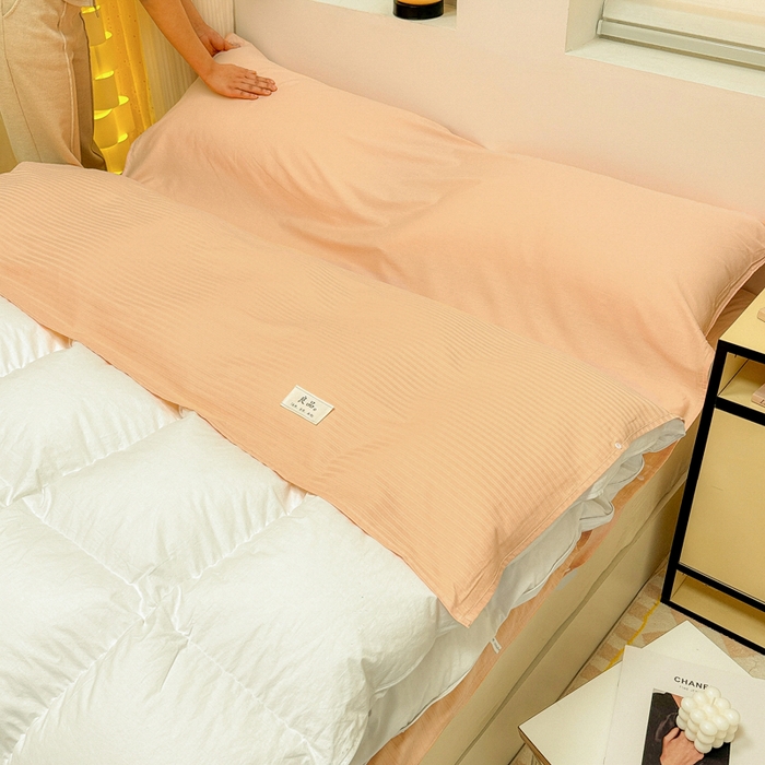 91家纺网 家纺一手货源 找家纺 眠博士 2024新款60贡缎提花 旅行睡袋场景一暖光 睡袋-提花橘粉