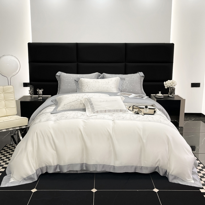 91家纺网 家纺一手货源 找家纺 若未家居2025新款50支兰精天丝轻奢风数码印花套件 狮子座 狮子座 贵族白