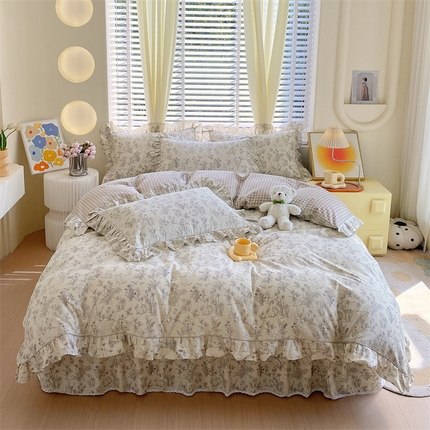 91家纺网 家纺一手货源 找家纺 （总）宝齐莱2024新款全棉13372韩版印花四件套 