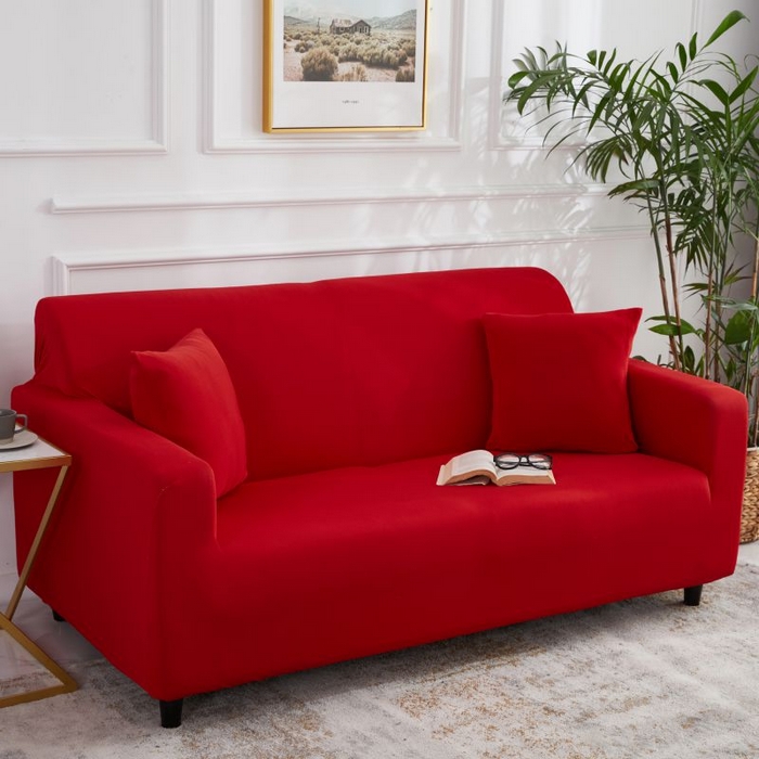 91家纺网 家纺一手货源 找家纺  沐沐家纺 2026新款四季纯色沙发套 大红