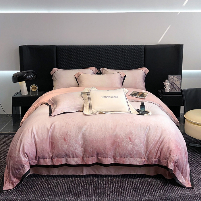 91家纺网 家纺一手货源 找家纺 若未家居 2025新款超细旦天丝棉数码印花套件-马尔代夫 马尔代夫 粉