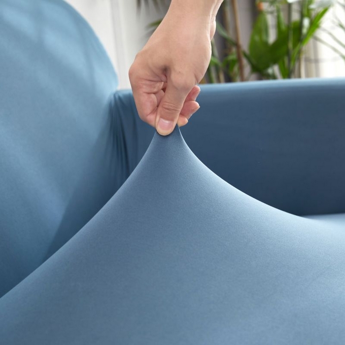 91家纺网 家纺一手货源 找家纺  沐沐家纺 2026新款四季纯色沙发套 孔雀蓝