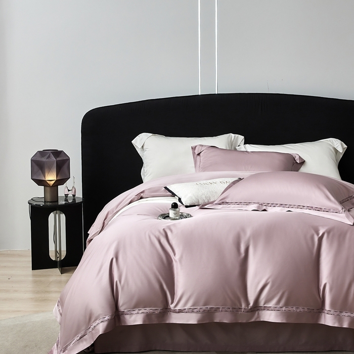 91家纺网 家纺一手货源 找家纺 榻尚家居 2024新款天丝棉镂空四件套 曼秋 豆沙