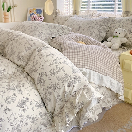 91家纺网 家纺一手货源 找家纺 （总）宝齐莱2024新款全棉13372韩版印花四件套单品系列-单被套