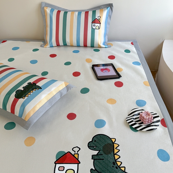 91家纺网 家纺一手货源 找家纺 柚子YOUTH 2024新款高端养生900D冰丝绣花凉席 龙之梦