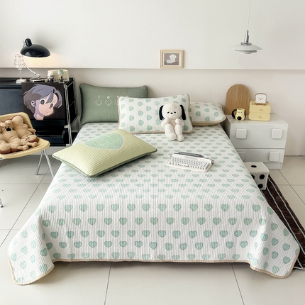 茉夕家纺 2024新款数码双面纯棉水洗床盖 恋爱心语