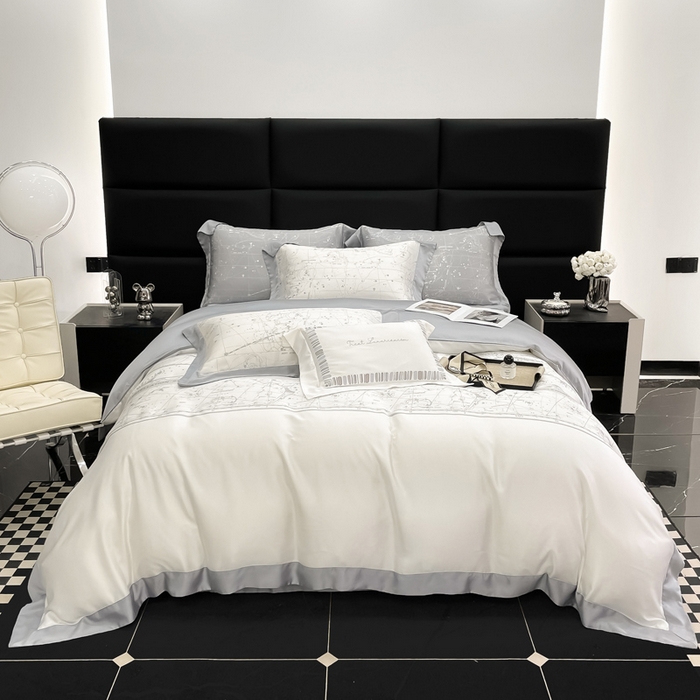 91家纺网 家纺一手货源 找家纺 若未家居2025新款50支兰精天丝轻奢风数码印花套件 狮子座 狮子座 贵族白